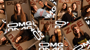 Overliggende posters van de deelnemers aan OMG